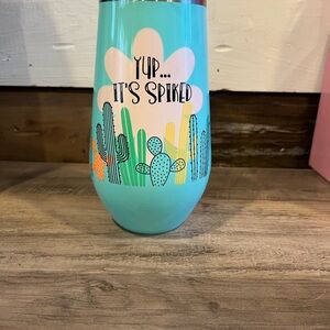 Cactus Design Insulated Tumbler - Blue and Green